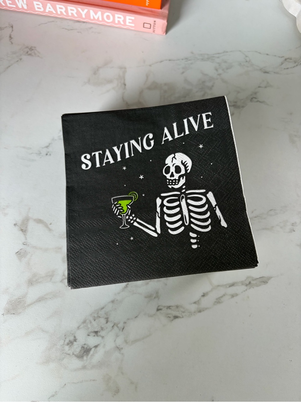 Staying Alive Black Halloween Cocktail Napkins - Party Supplies
